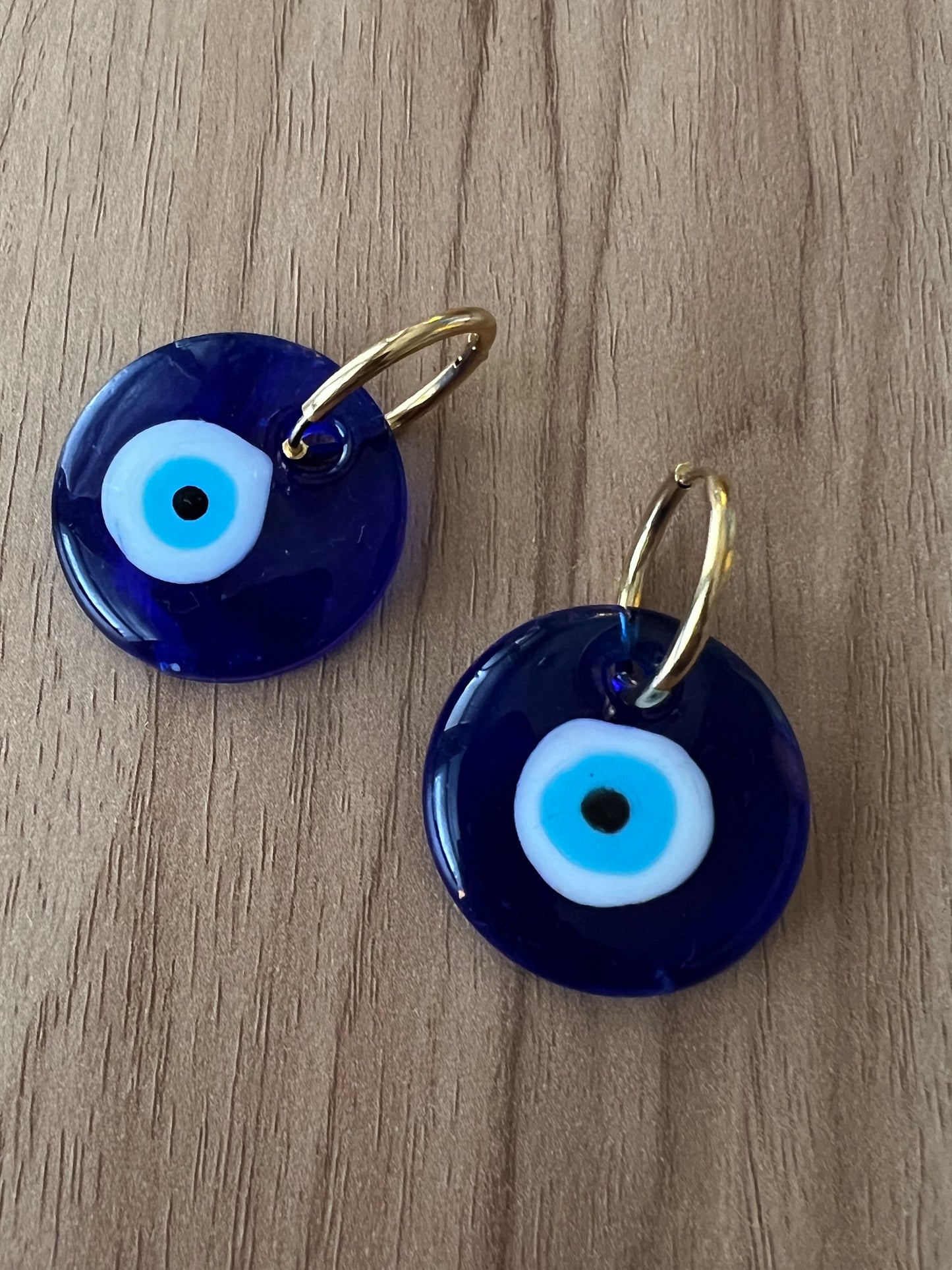 Glass Evil Eye Hoops