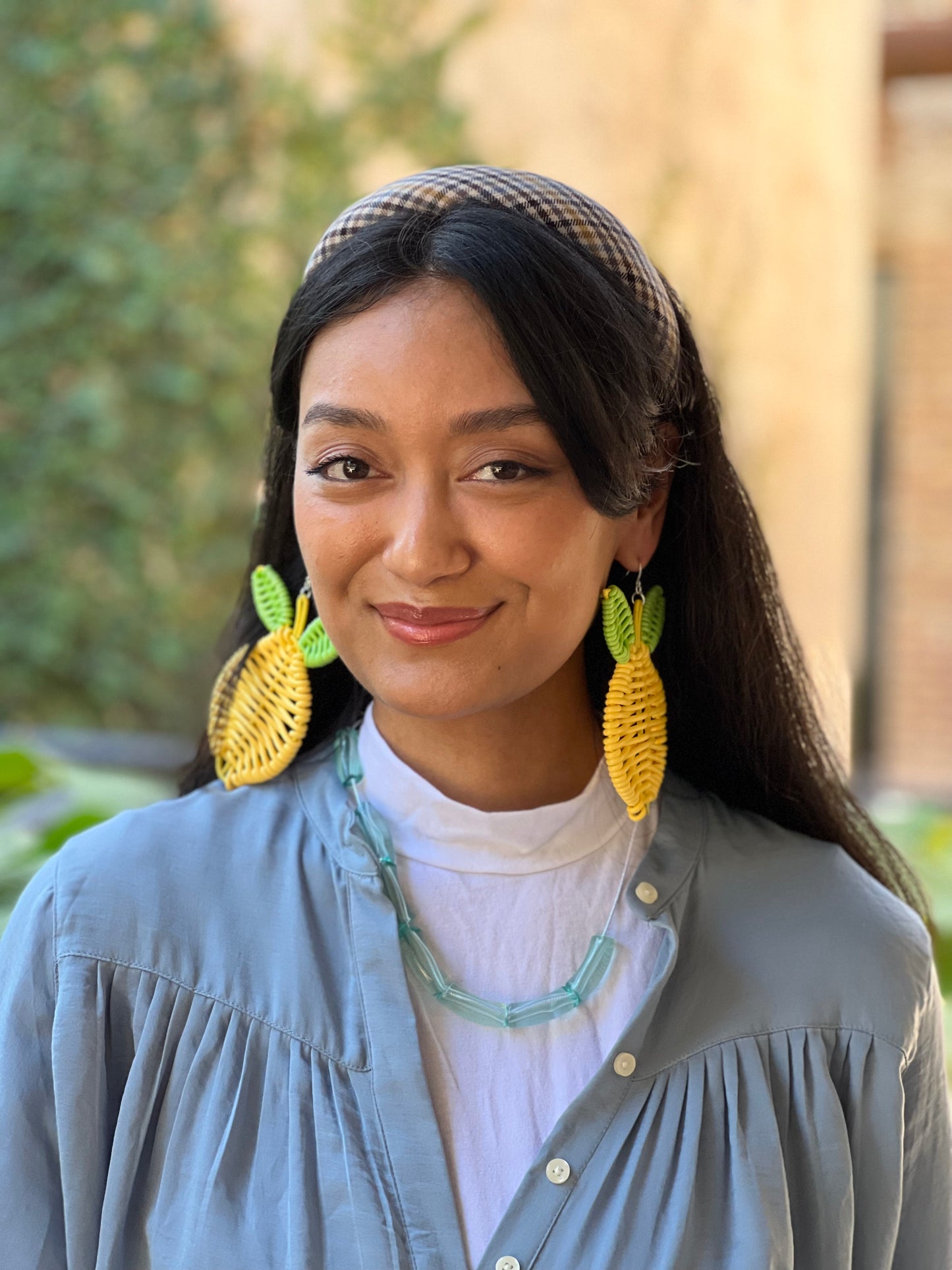 Woven Lemon Dangle Earrings