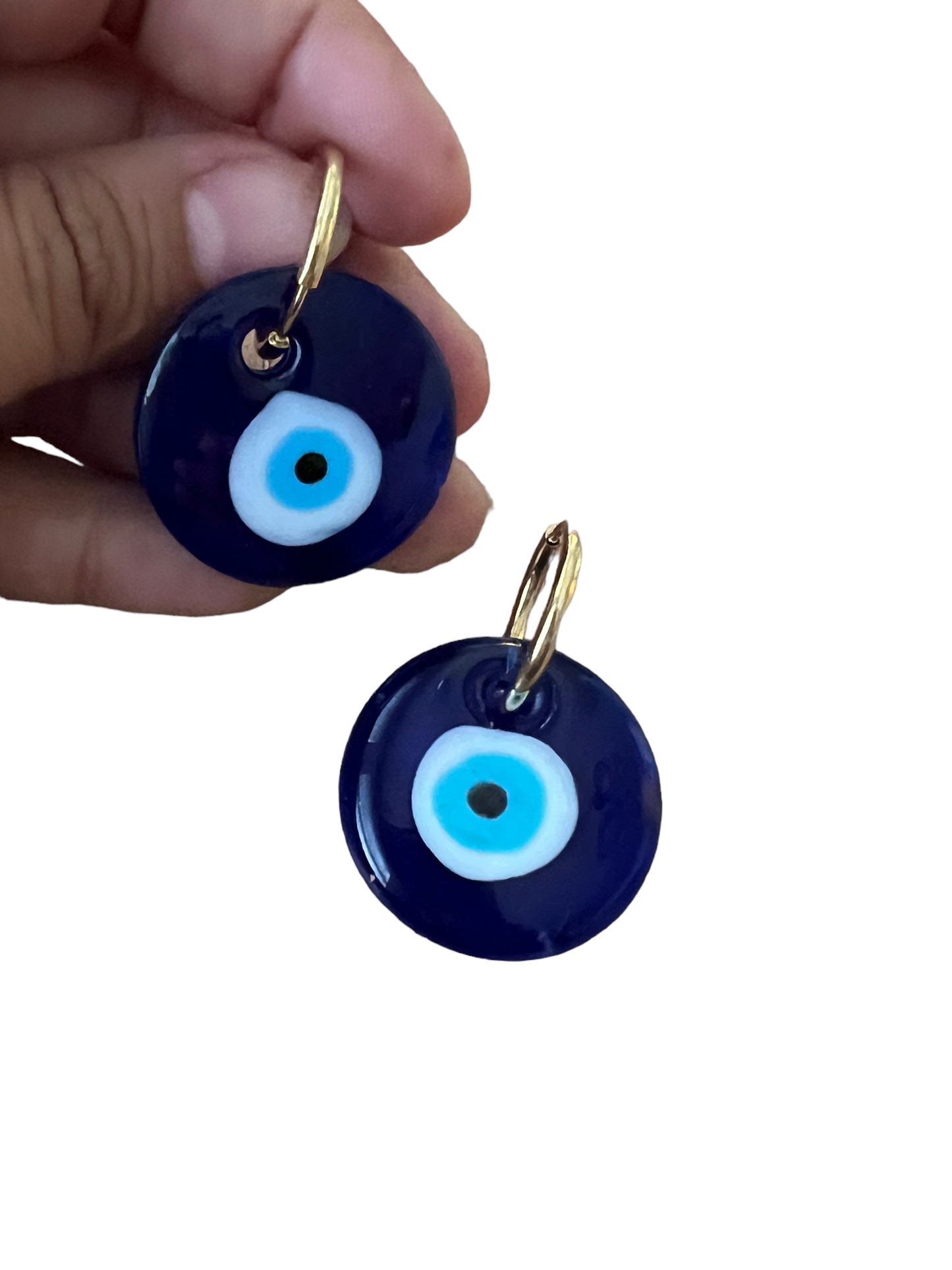 Glass Evil Eye Hoops