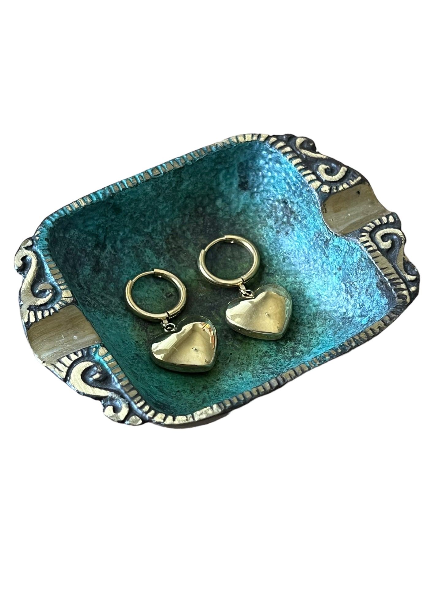 Mini Heart Dangle Hoop Earrings