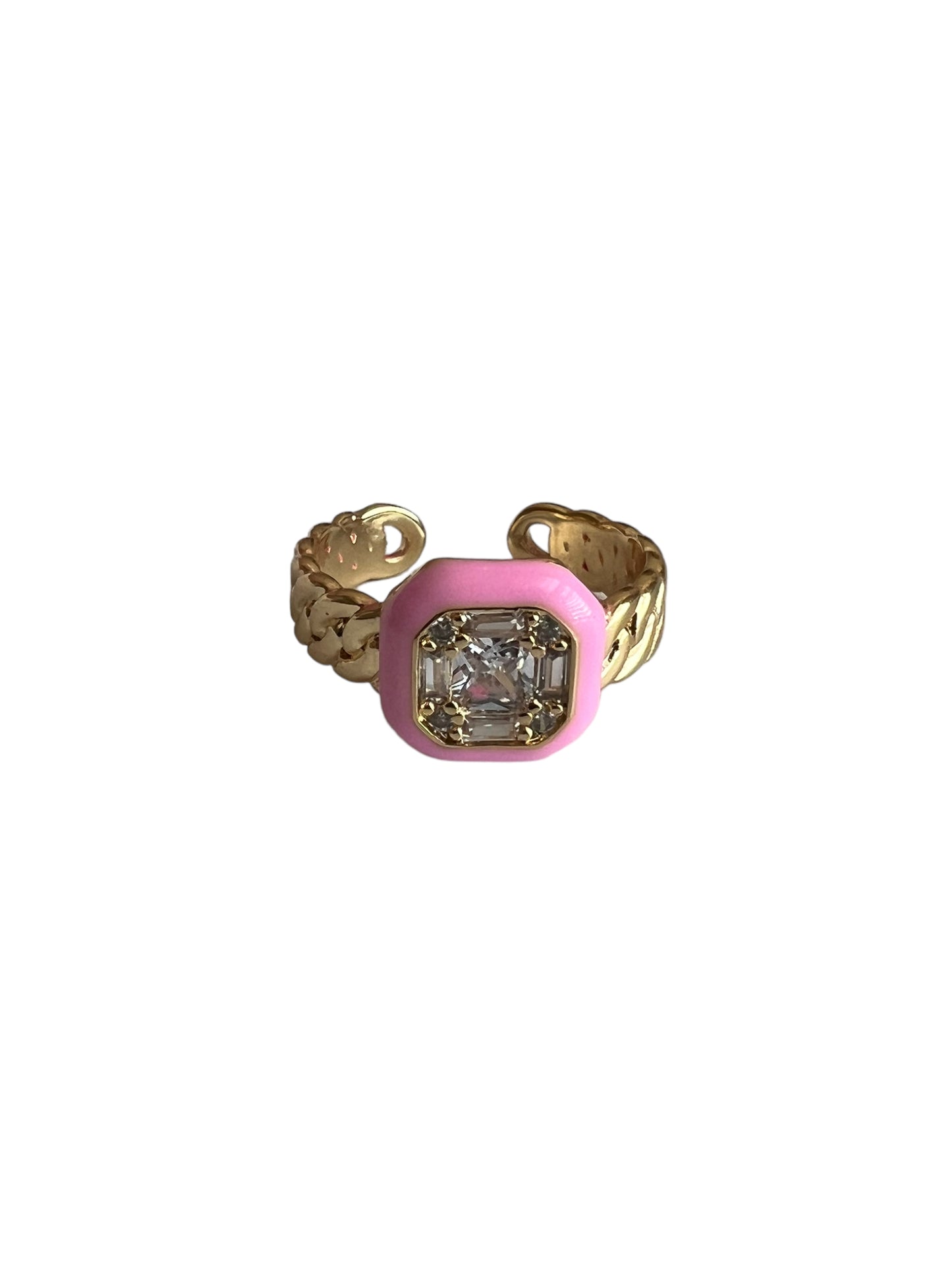 Pastel Rhinestone Chain Ring