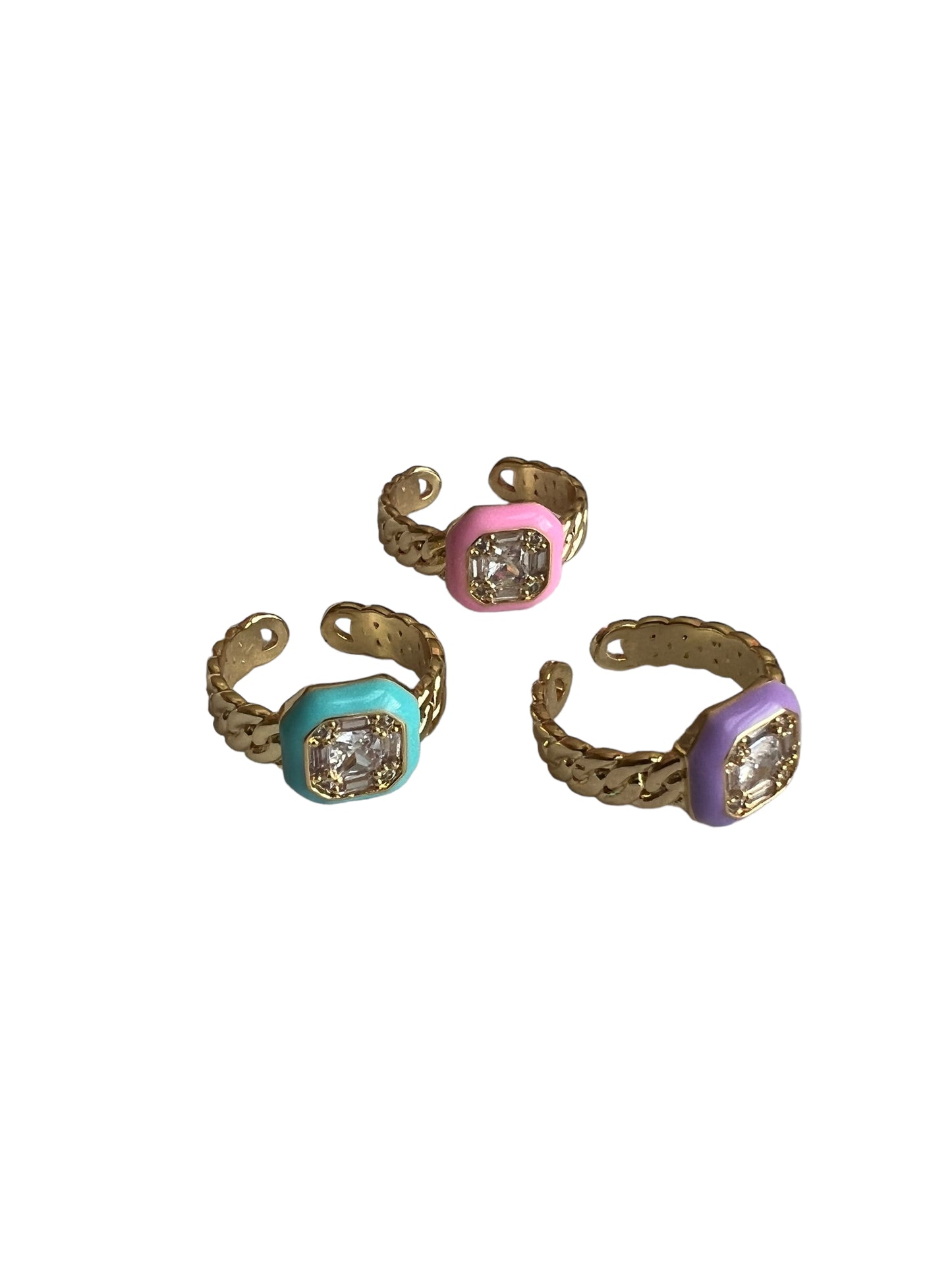 Pastel Rhinestone Chain Ring