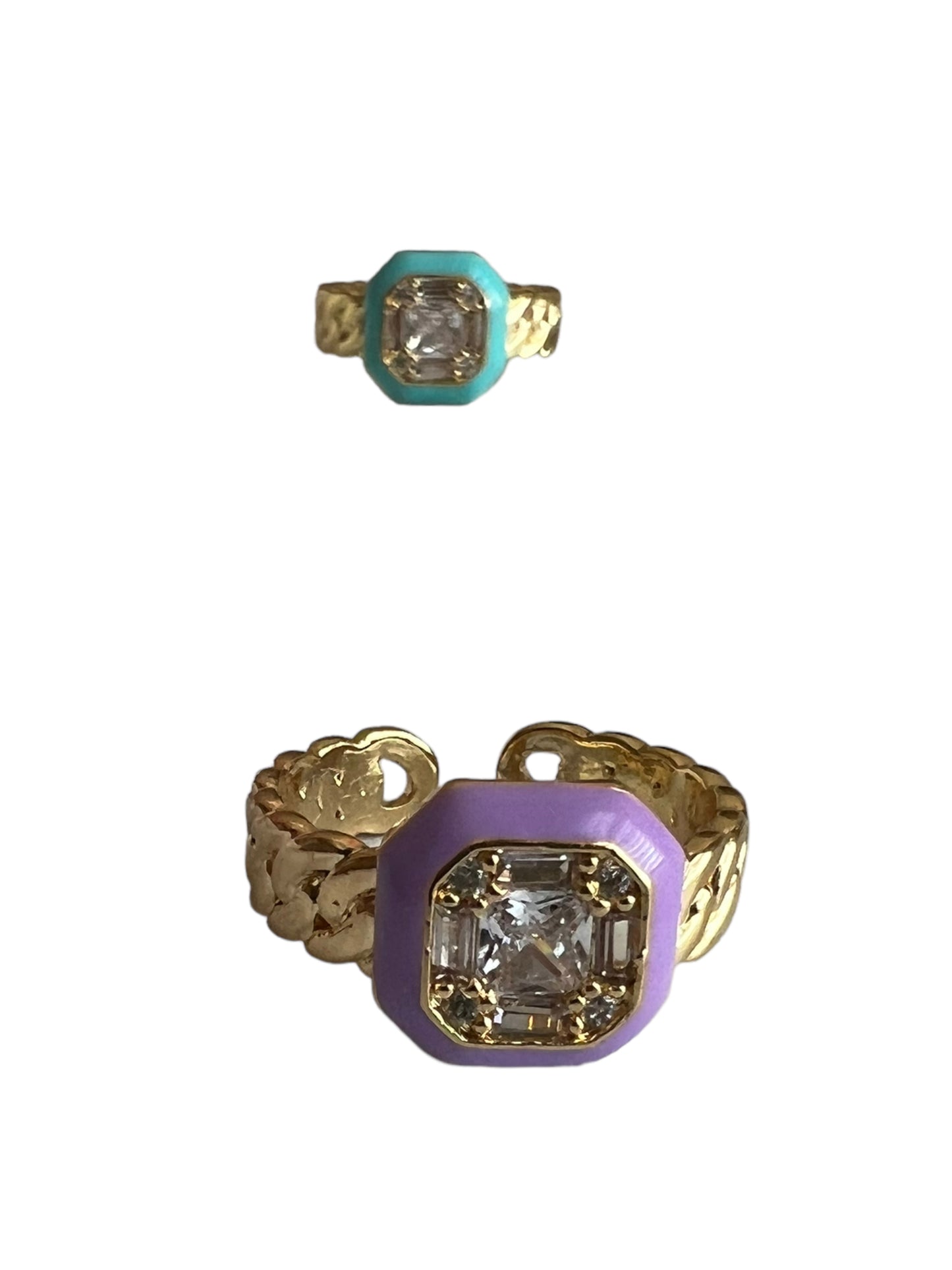 Pastel Rhinestone Chain Ring