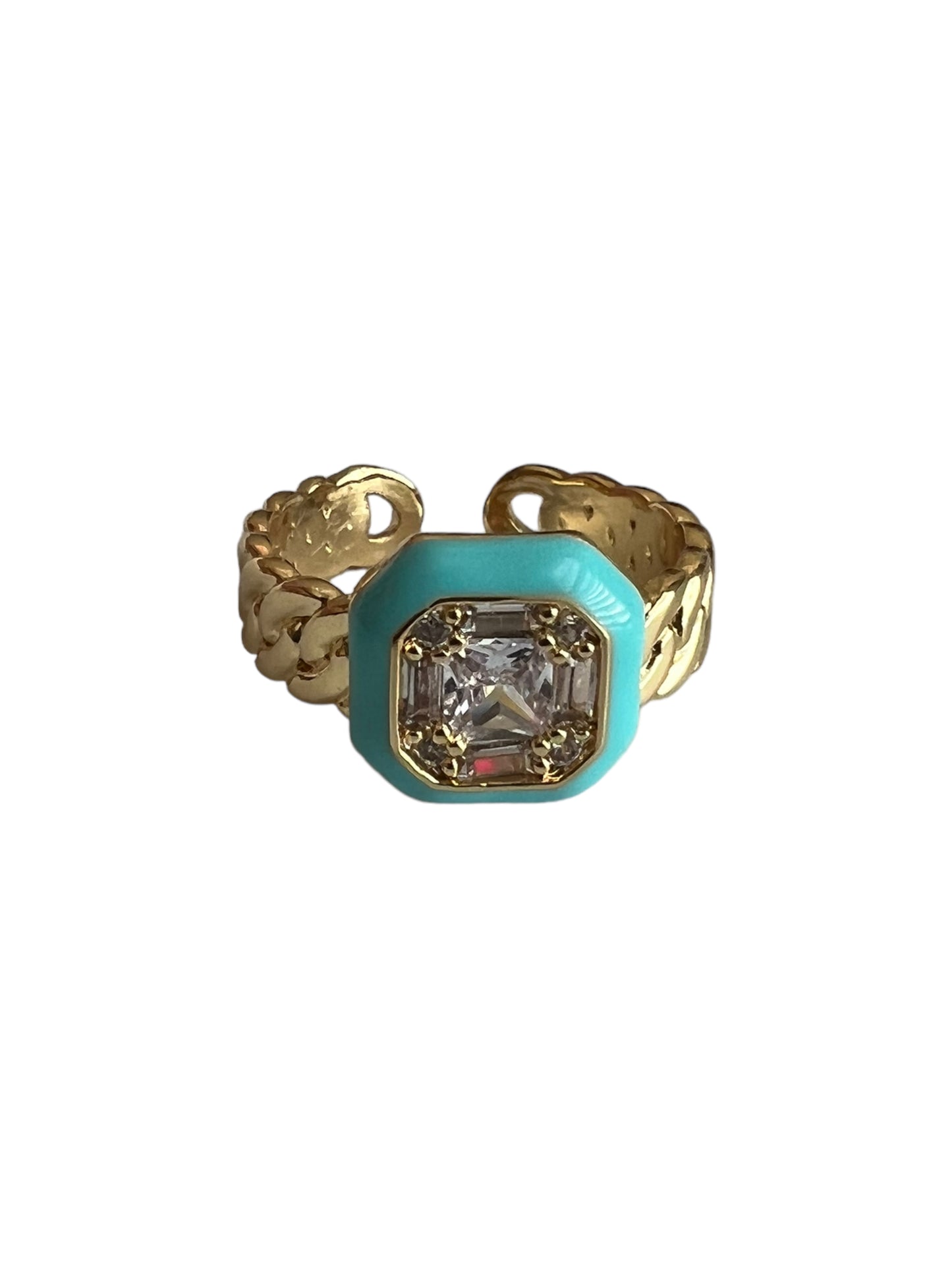 Pastel Rhinestone Chain Ring