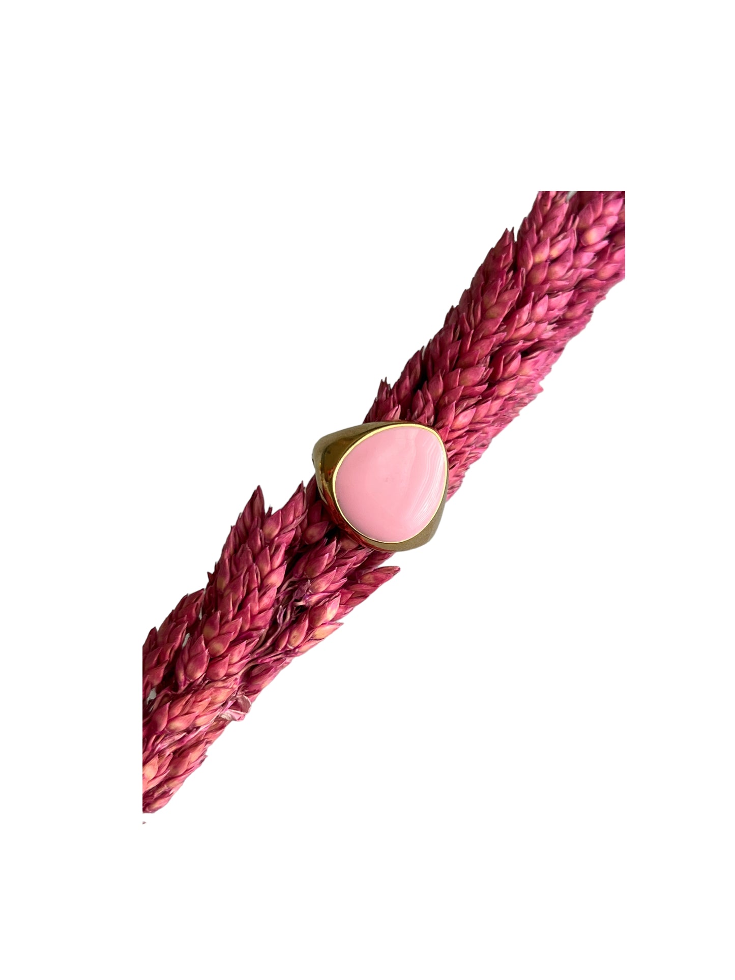 Pink Tear Drop Enamel Ring
