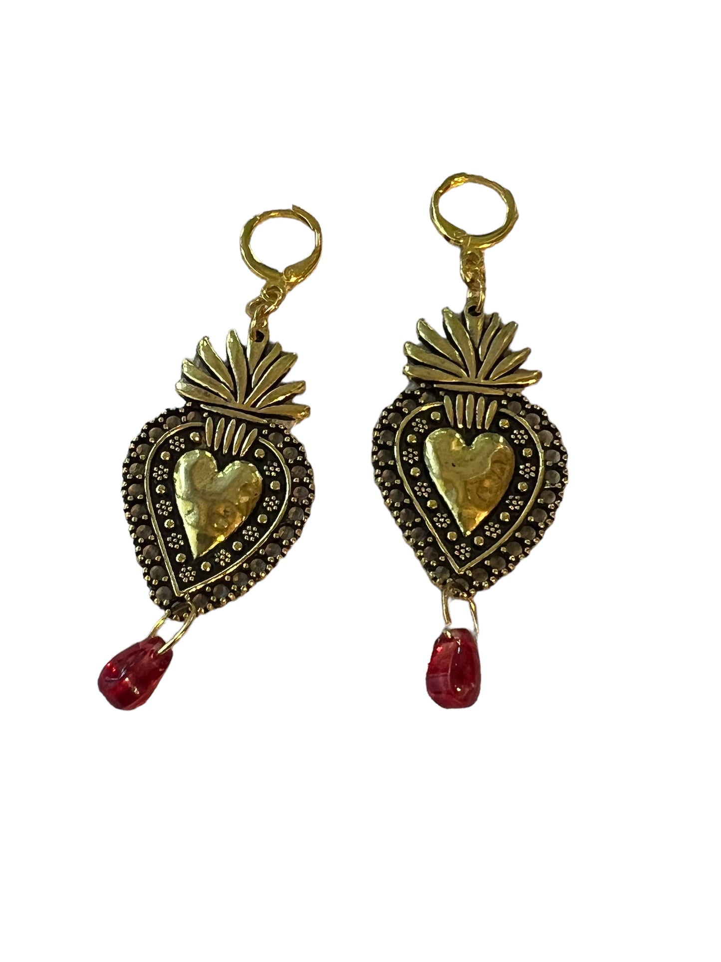 Gold Sacred Heart Earrings