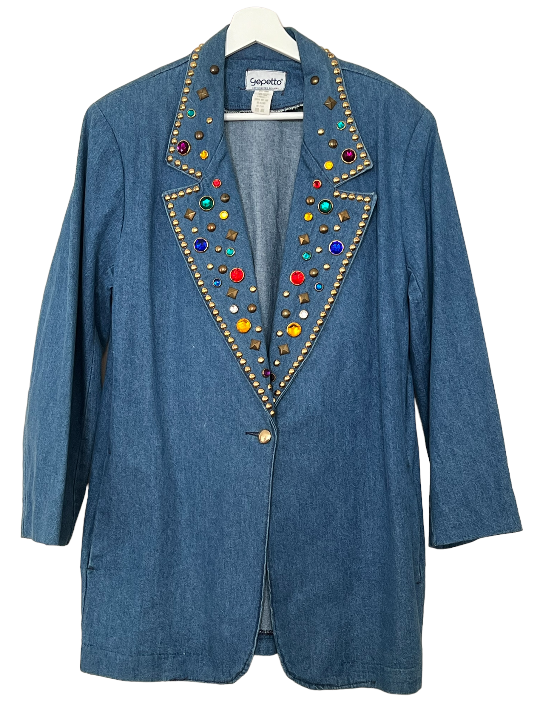 Vintage Denim Studded Blazer