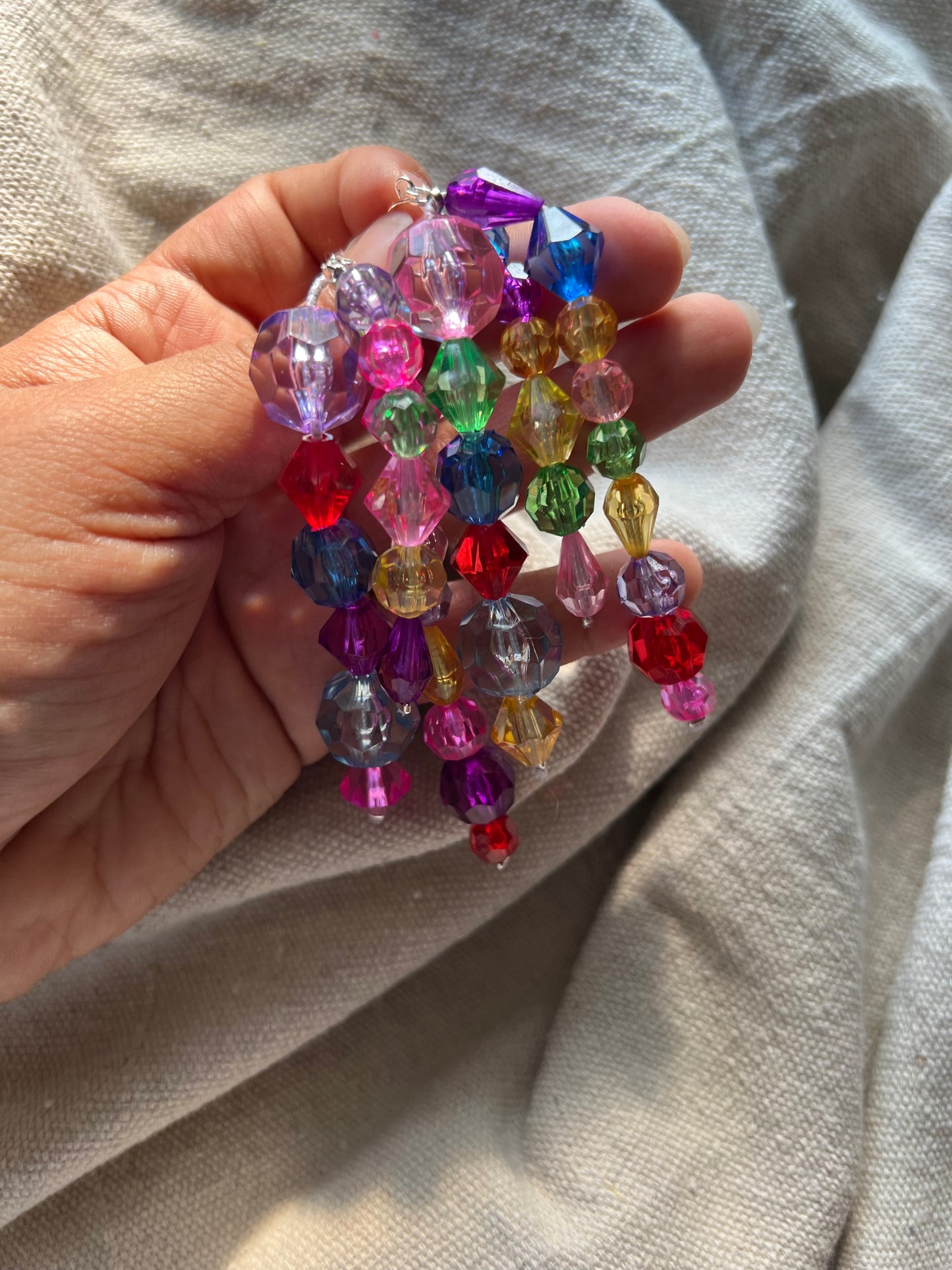 Triple Strand Beaded Earrings