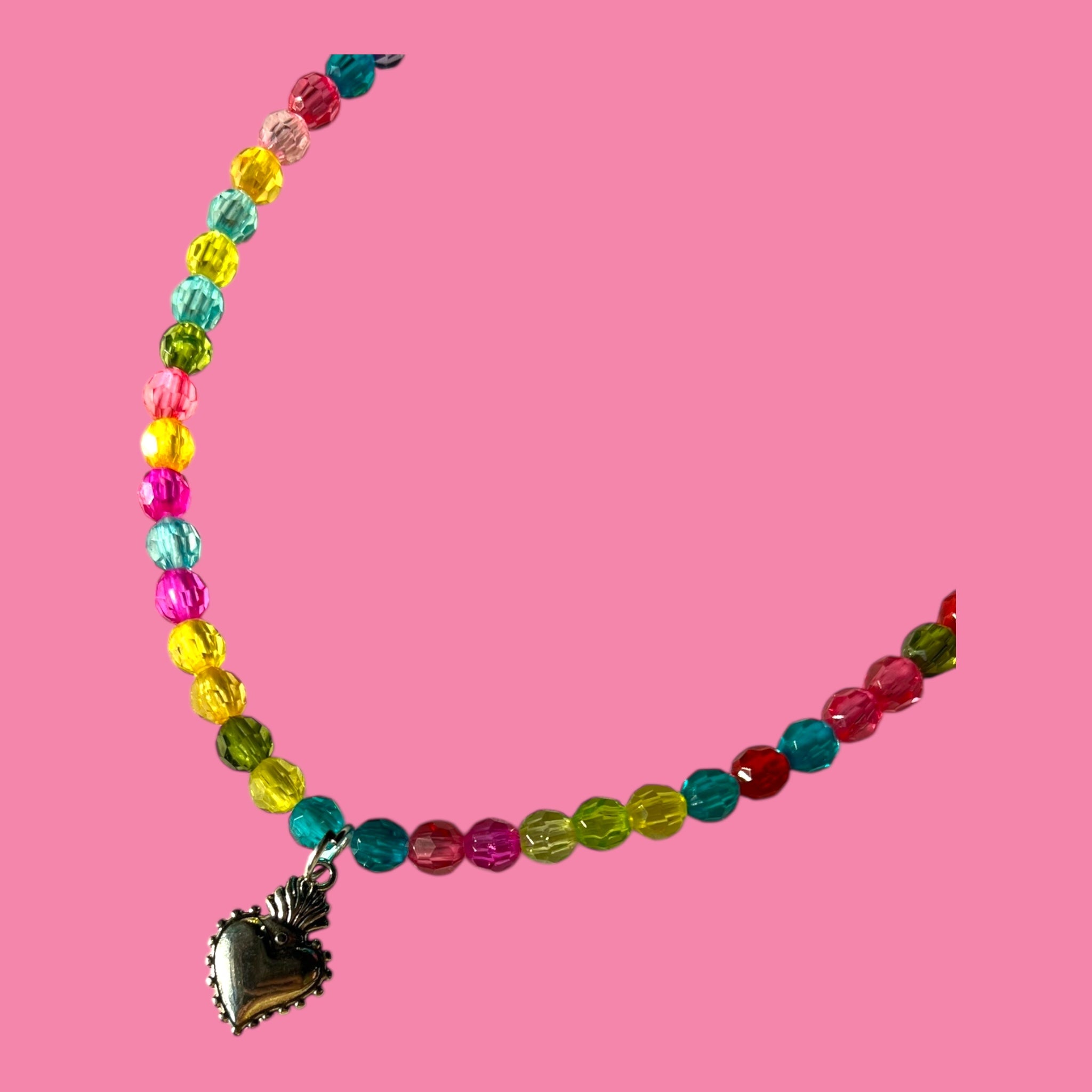 Small Beaded Sacred Heart Necklace