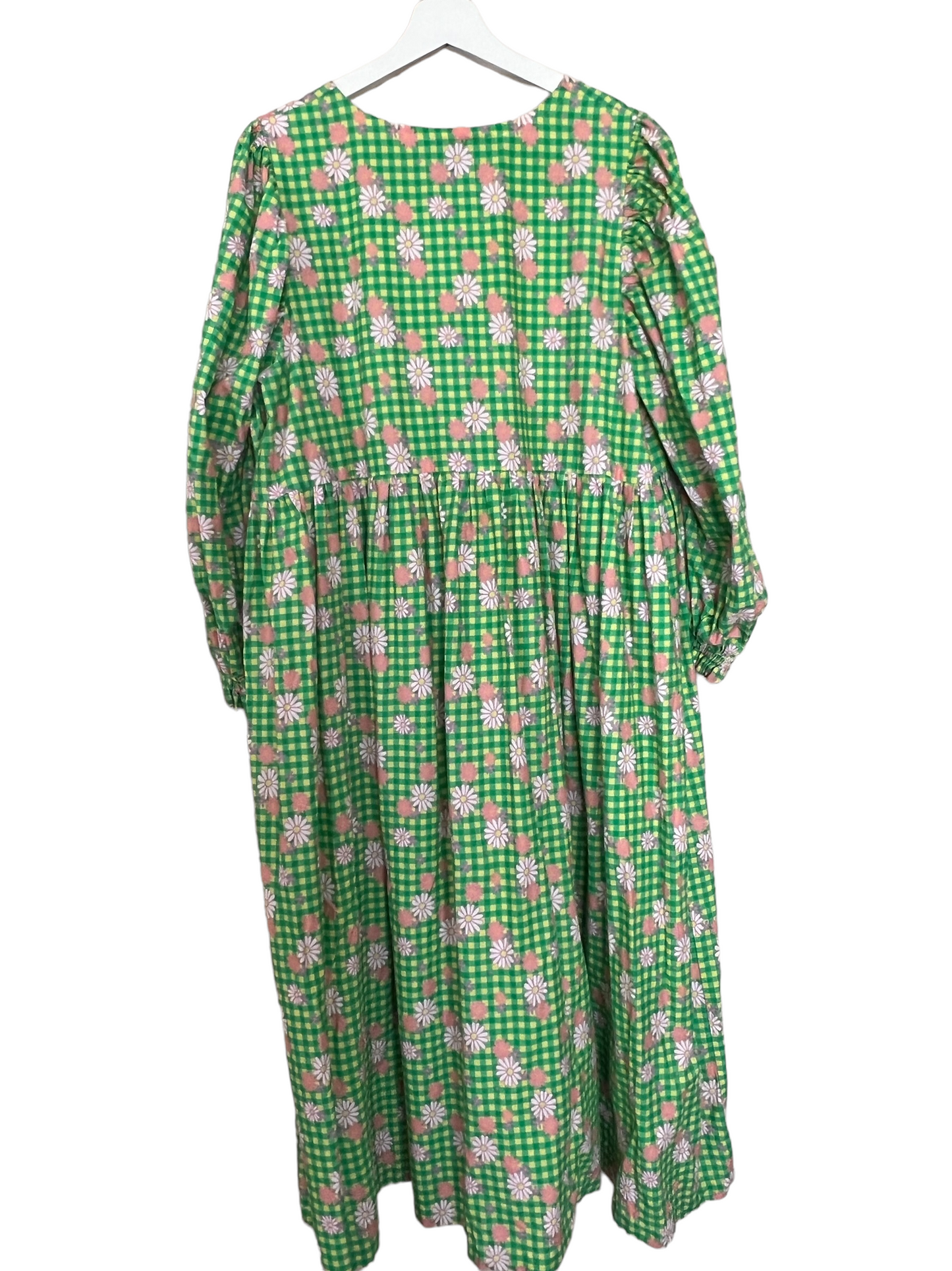 Lime Green Floral Plaid Floral Vintage Inspired Mumu Mothball Dress