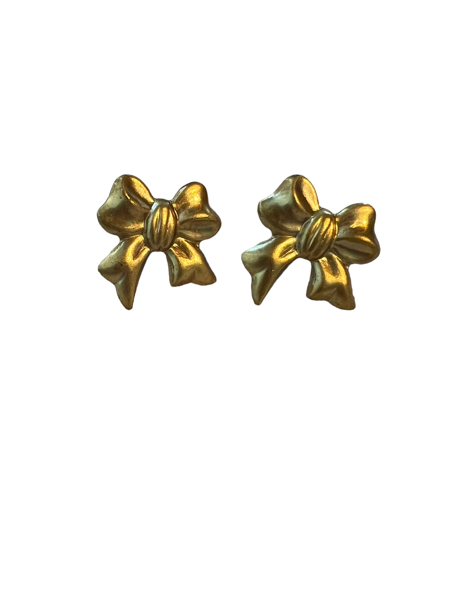 Brass Bow Stud Earrings