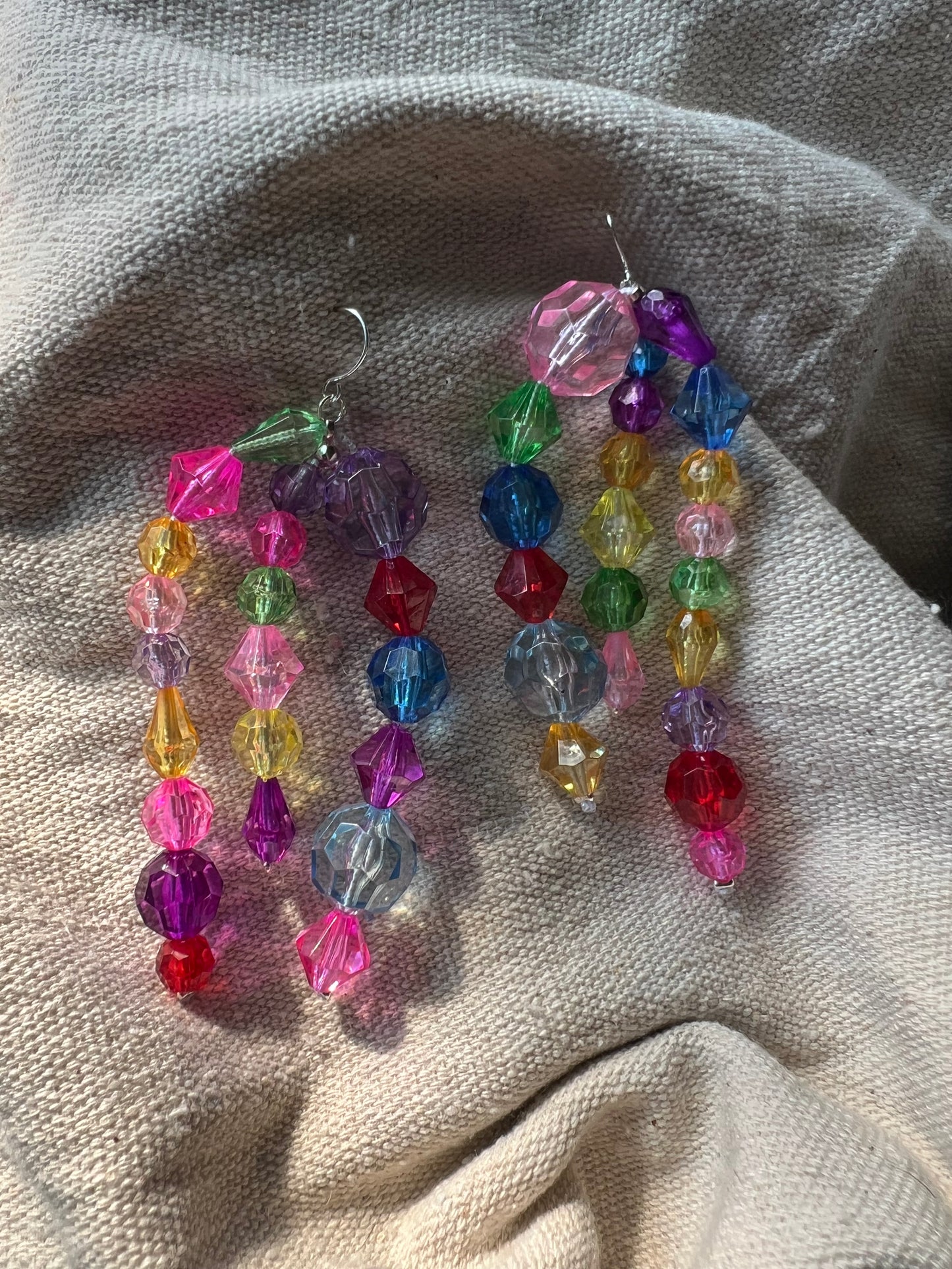 Triple Strand Beaded Earrings
