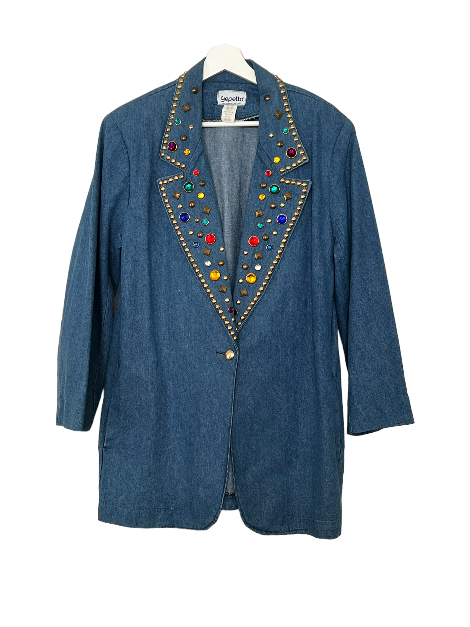 Vintage Denim Studded Blazer