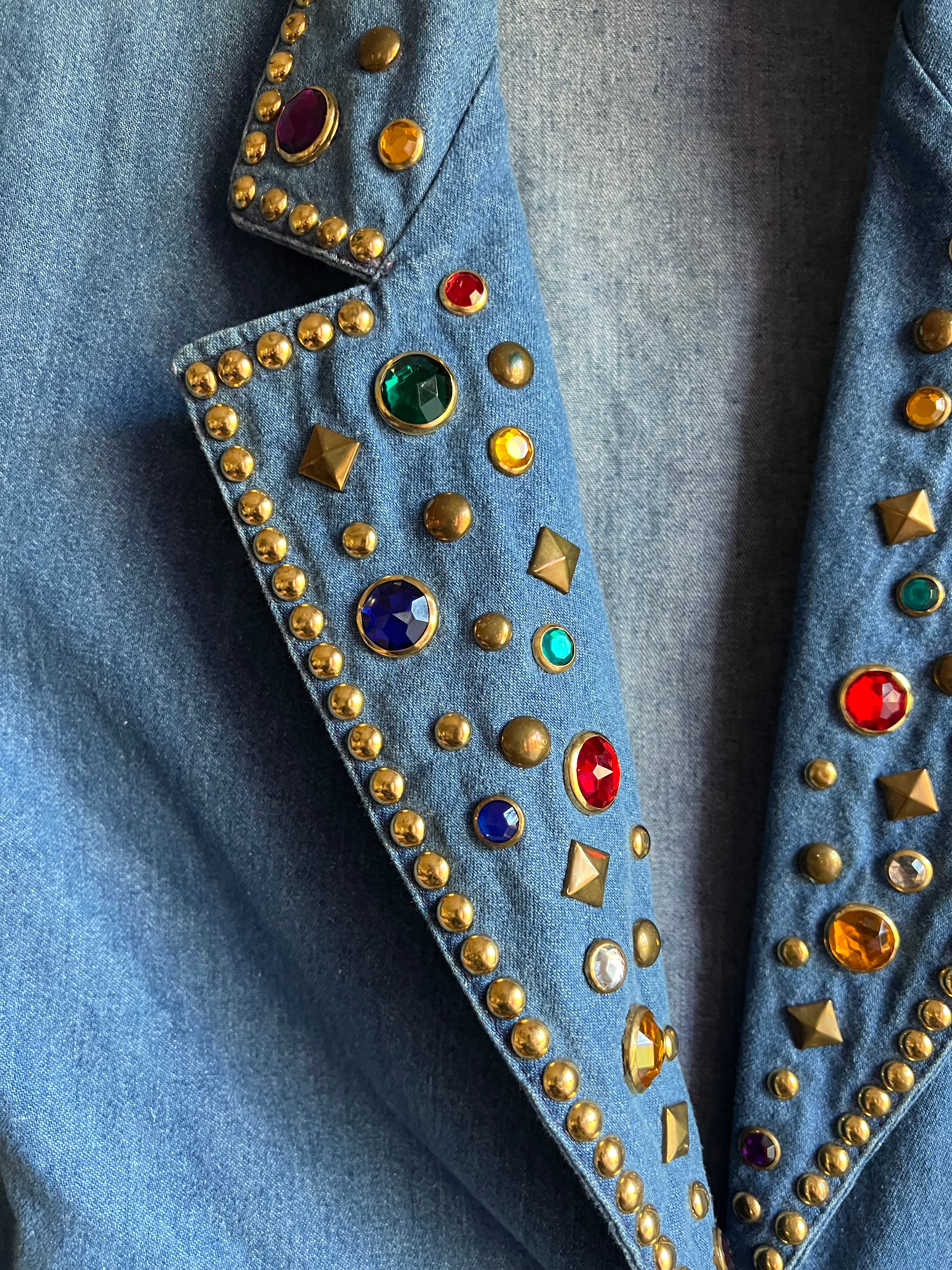 Vintage Denim Studded Blazer