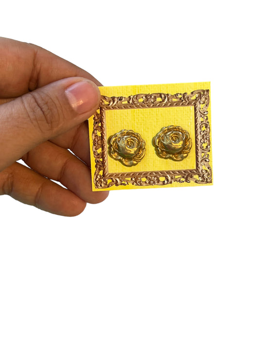 Brass Flower Stud Earrings
