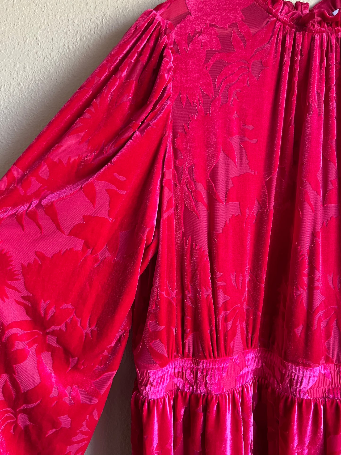 Hot Pink Velvet Feels Ruffle Dress