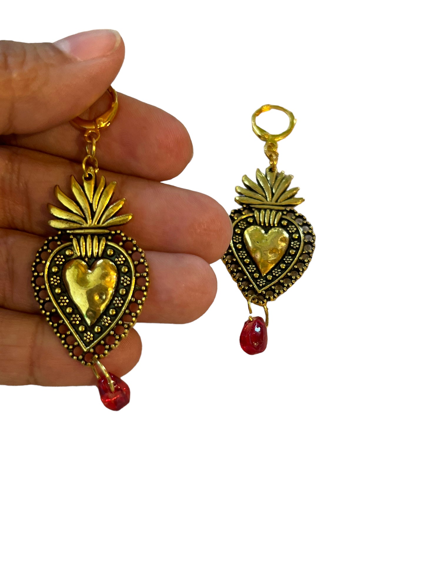 Gold Sacred Heart Earrings