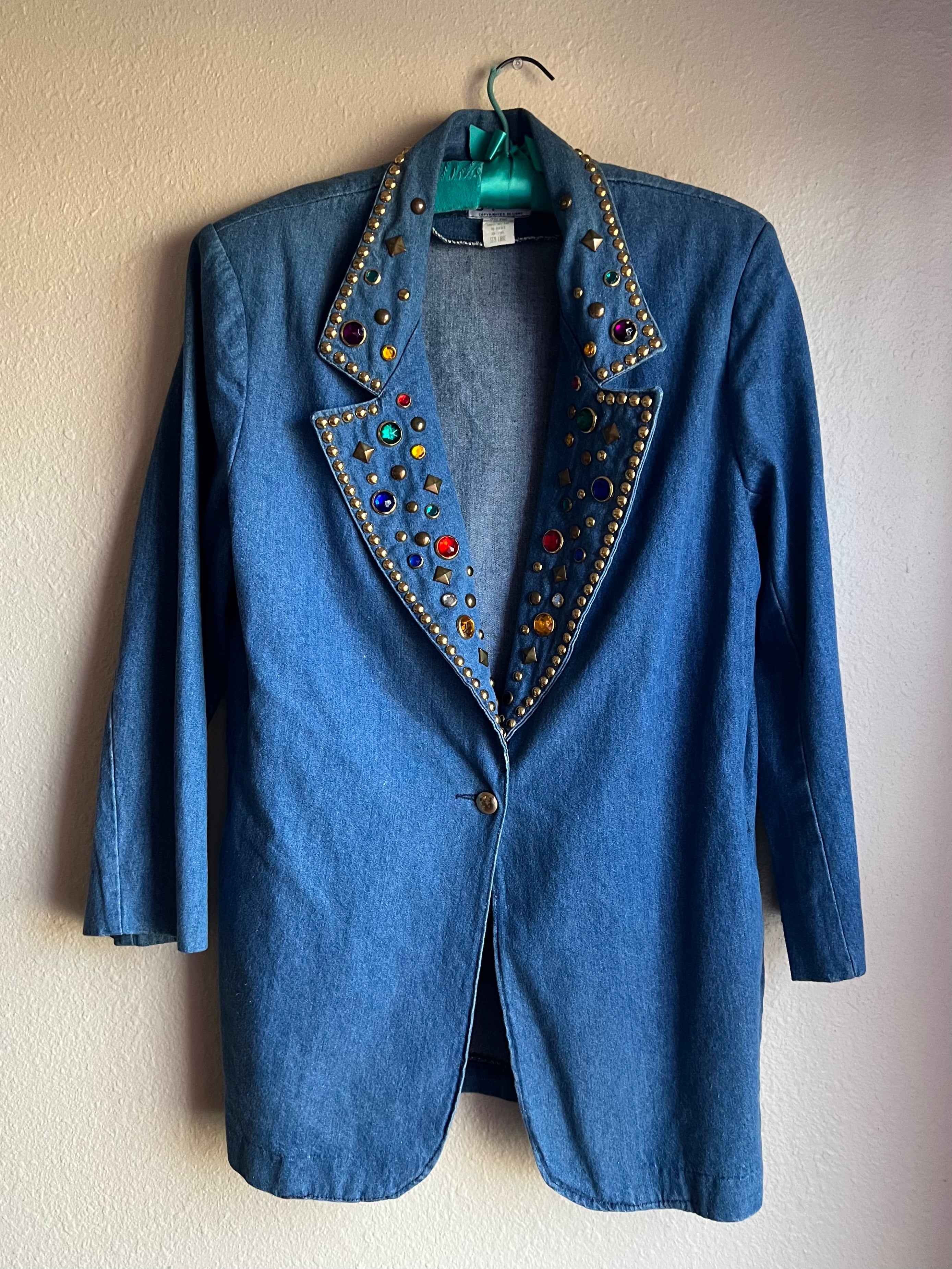 Vintage Denim Studded Blazer