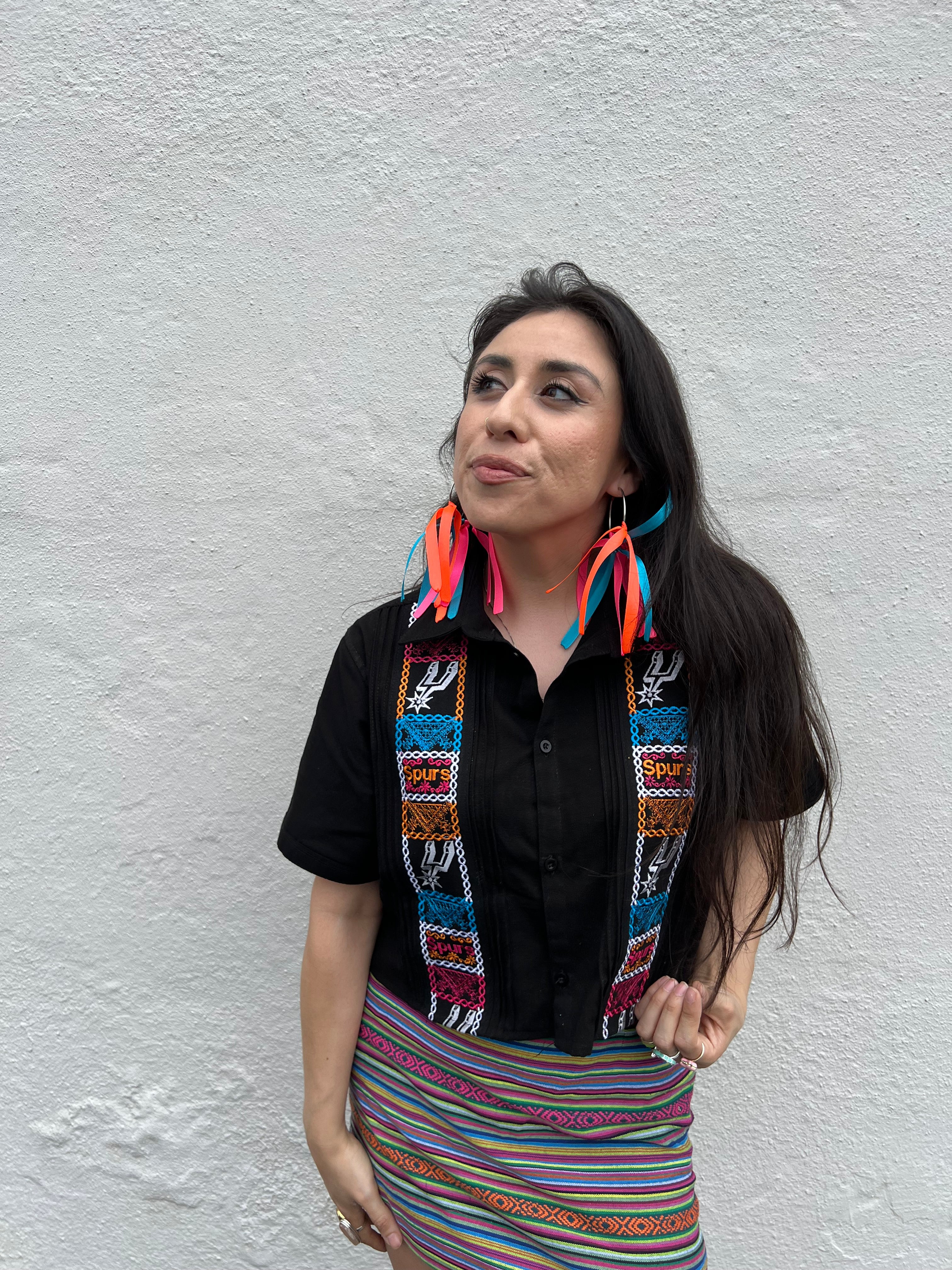 Retro Colored Fringe Hoops