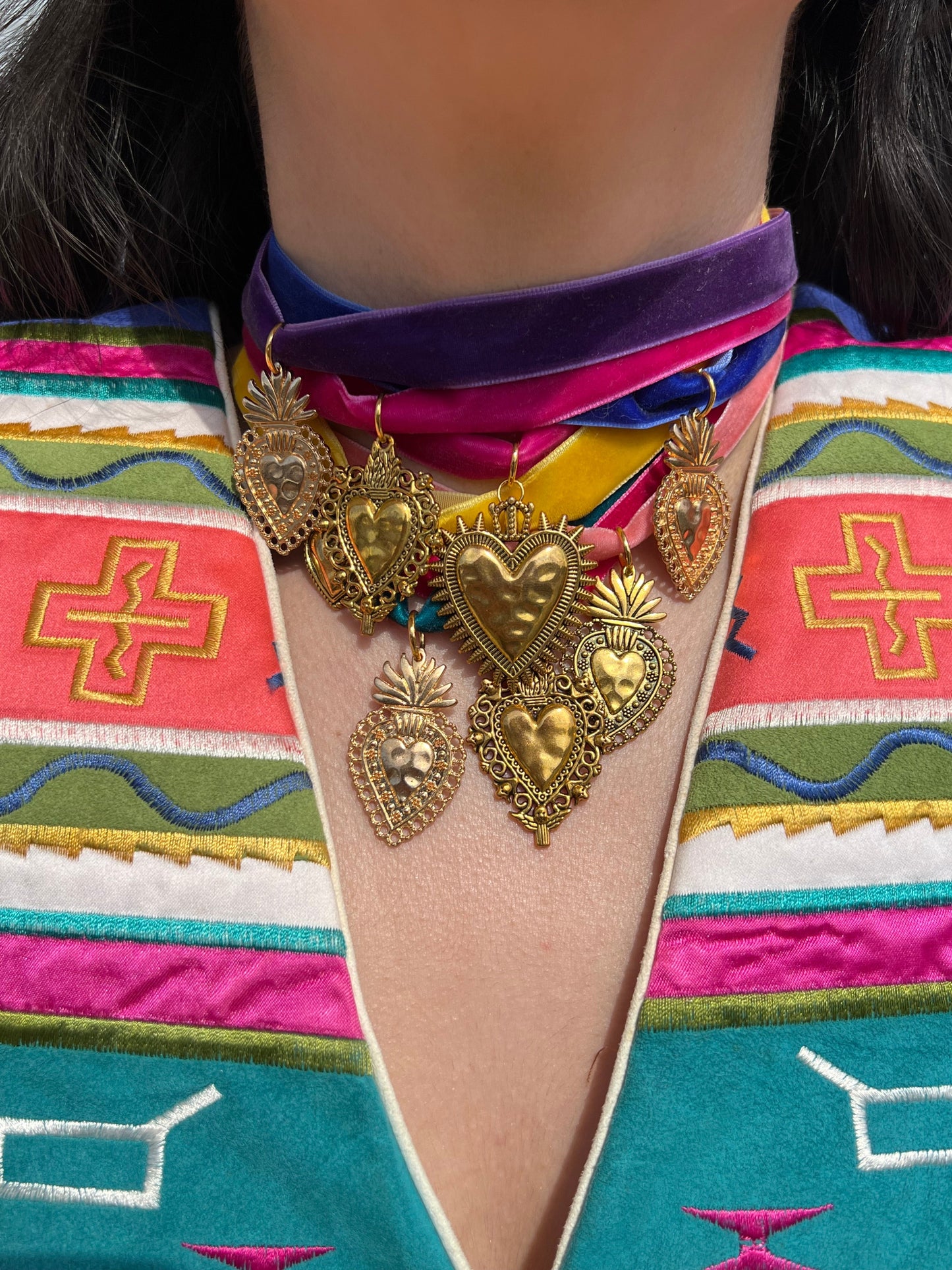 Handmade Velvet Sacred Heart Choker Necklace