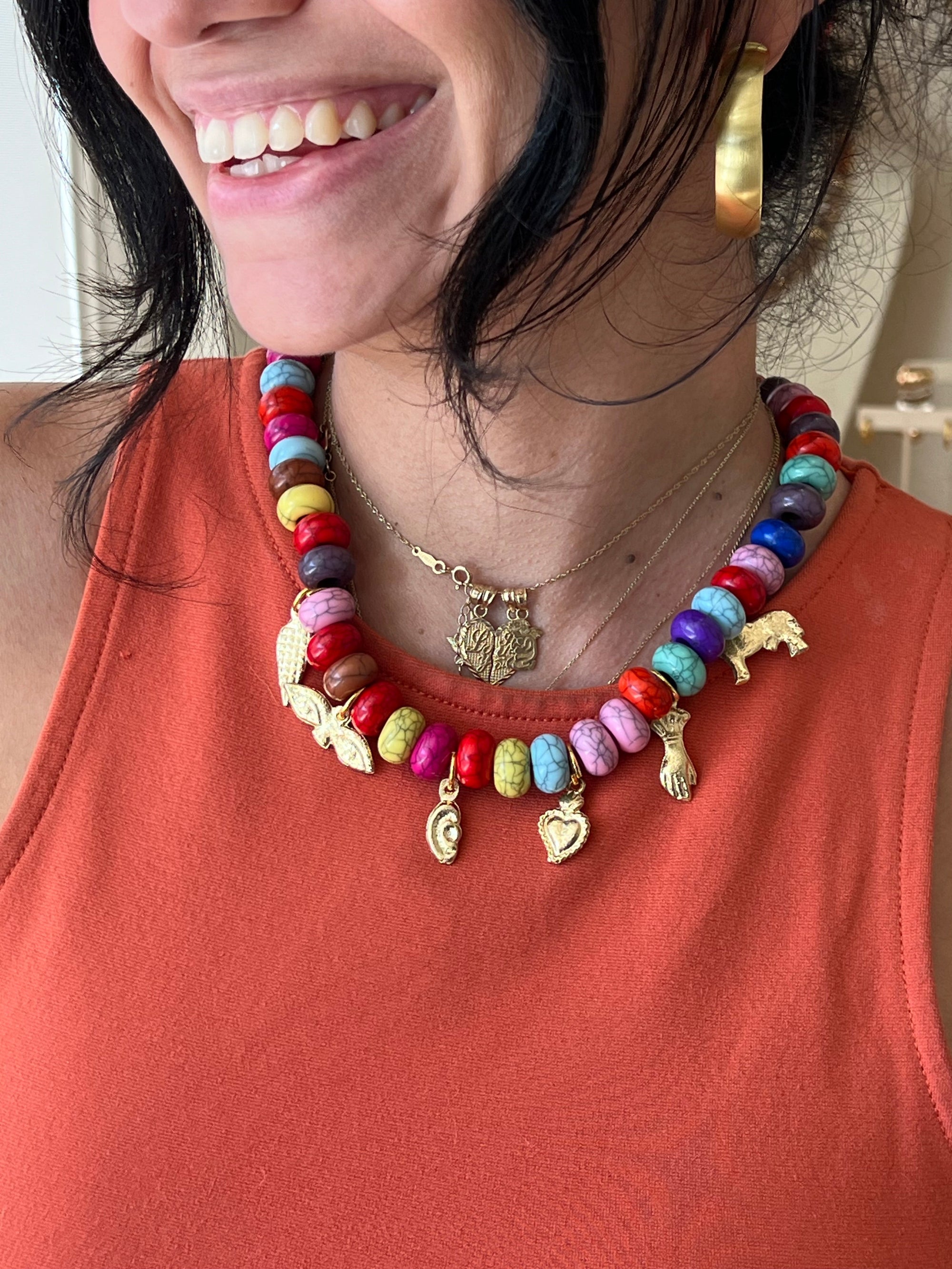 Handmade Beaded Milagros Necklace