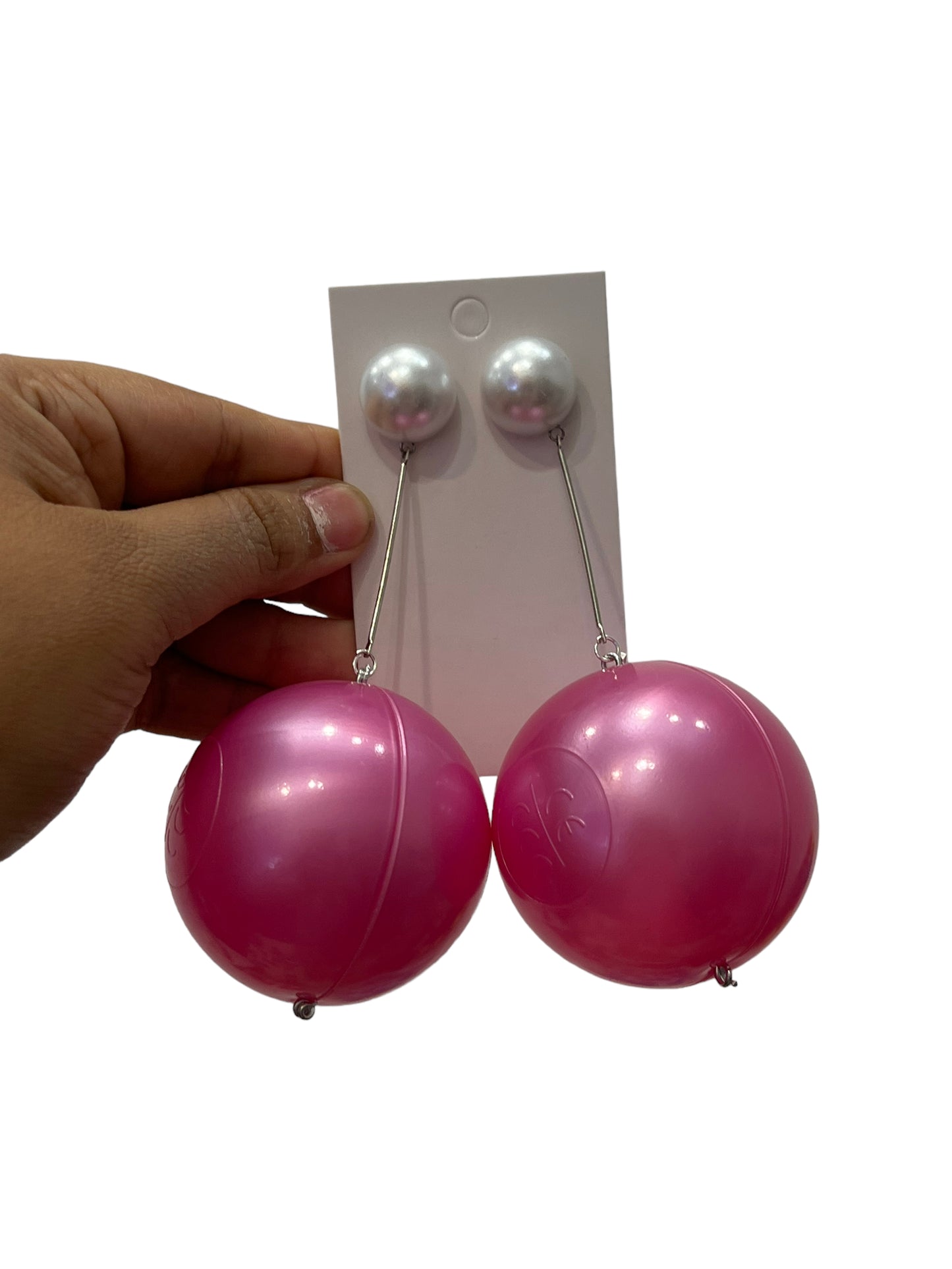 Metallic Pink Dangle Earrings