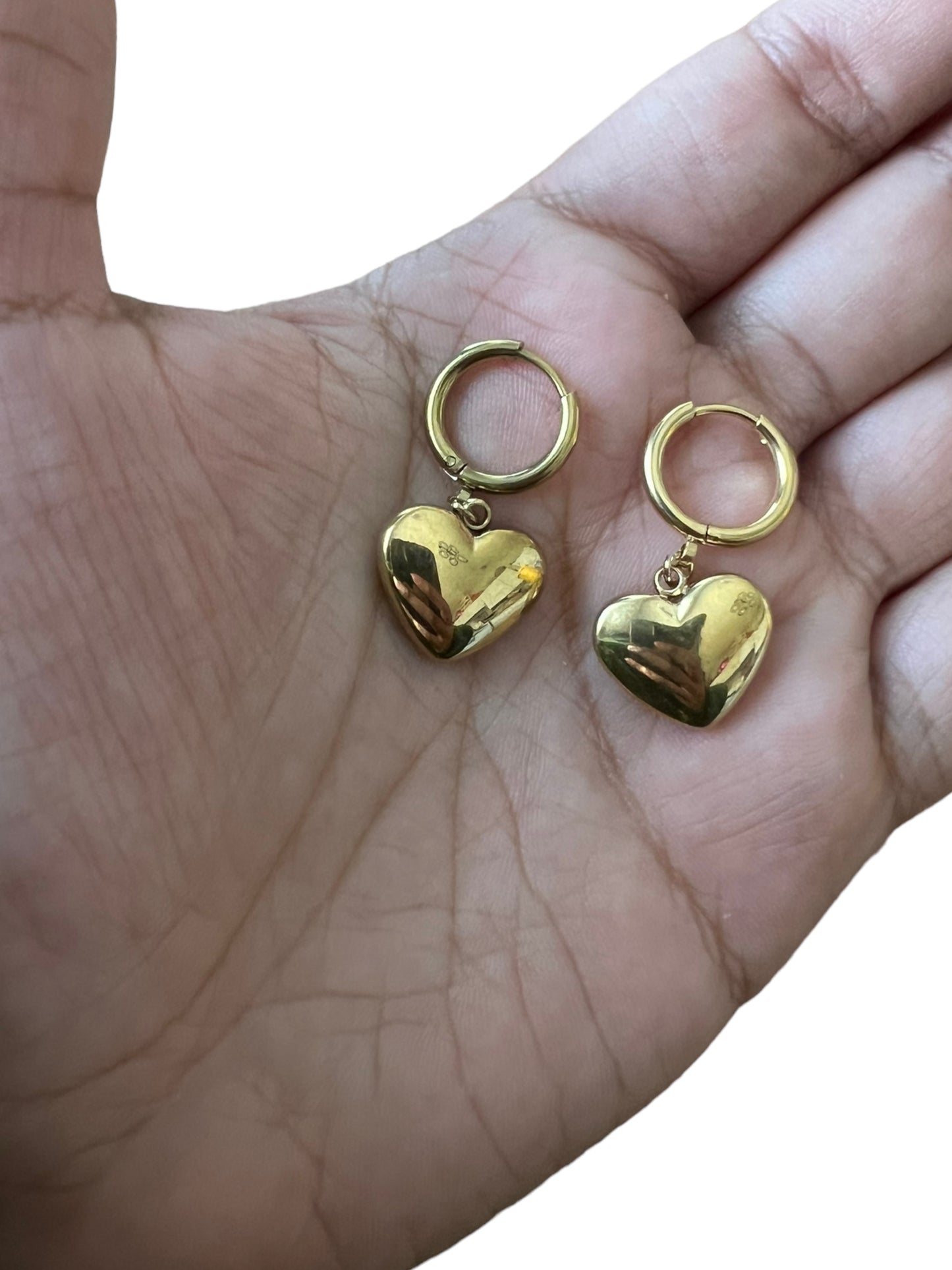 Mini Heart Dangle Hoop Earrings