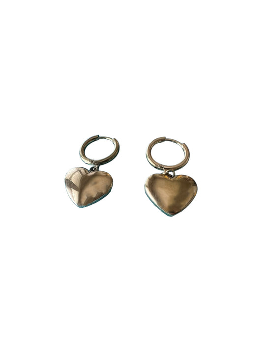 Mini Heart Dangle Hoop Earrings