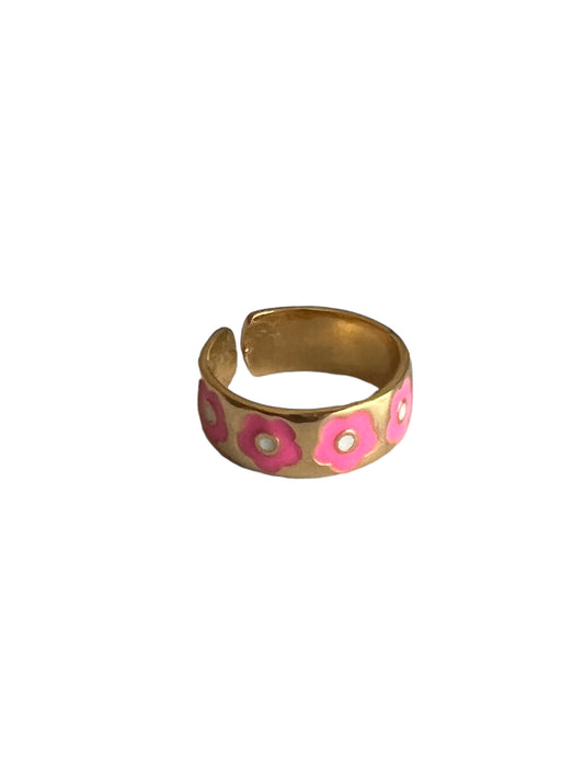 Pink Flower Power Ring