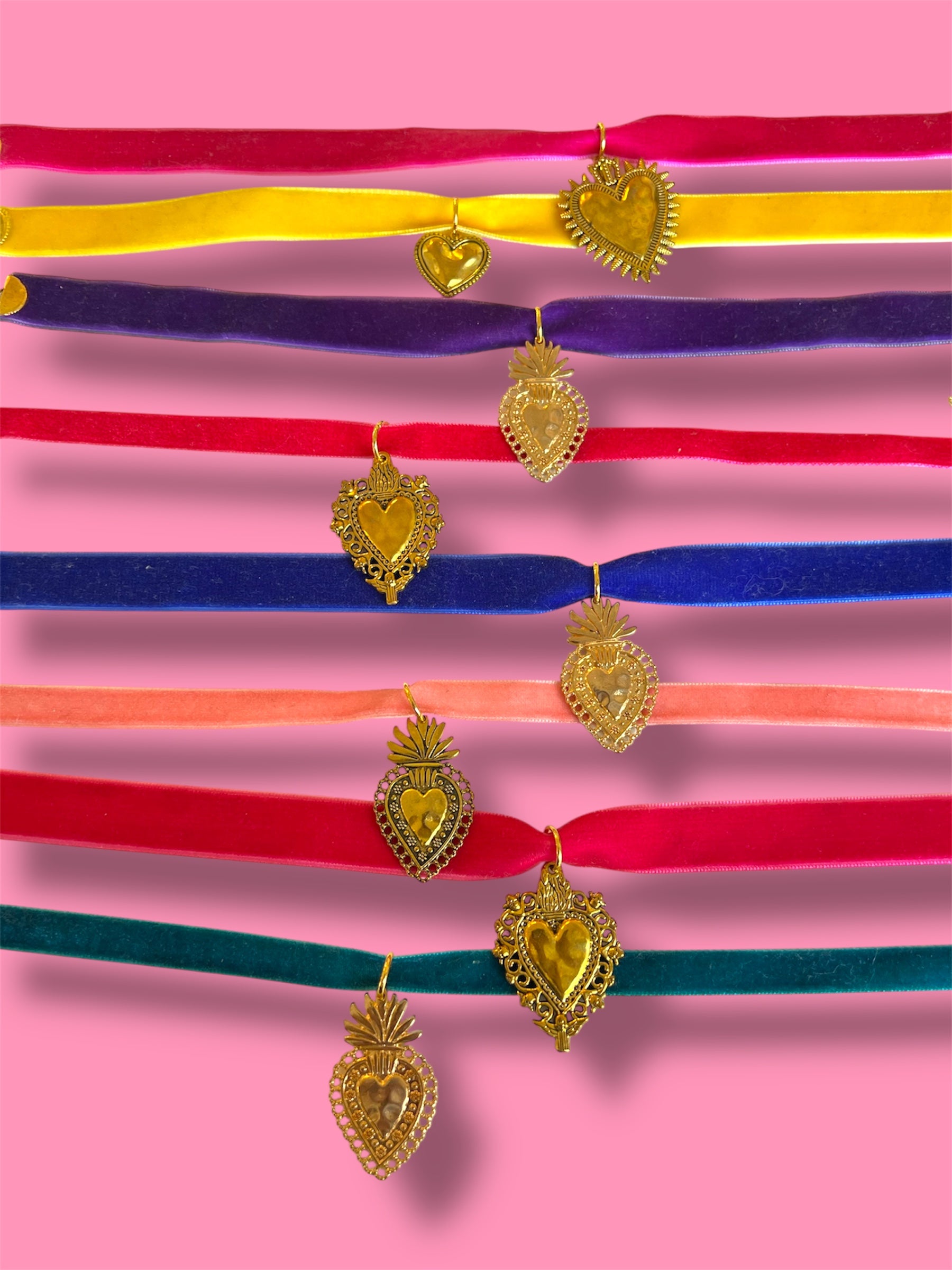 Handmade Velvet Sacred Heart Choker Necklace