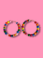 Large Wooden Beaded Hoops