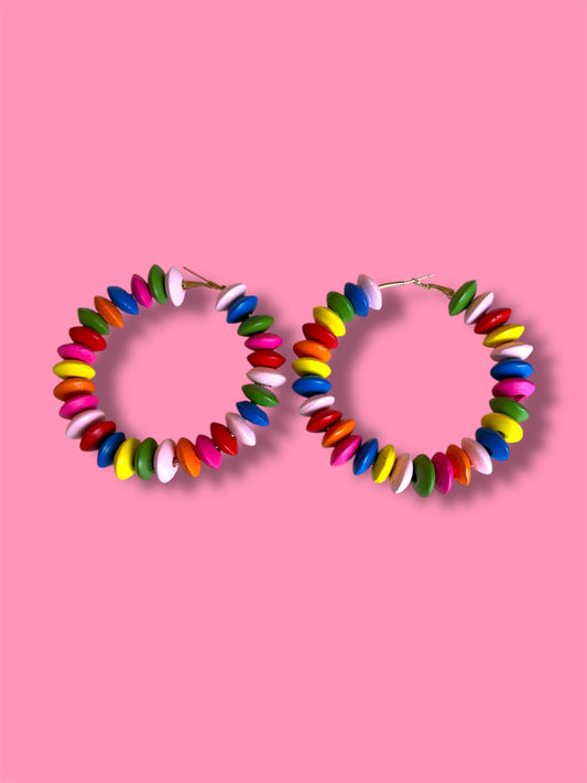 Large Wooden Beaded Hoops