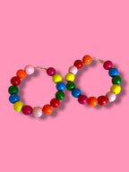 Large Wooden Beaded Hoops